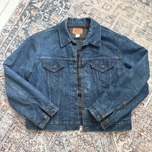 Vintage 1970s Levis Denim Jacket Blanket Lined 70505 0317 Size 46 USA Made